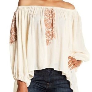 BANJARA Off The Shoulder Natural Embroidered Blous